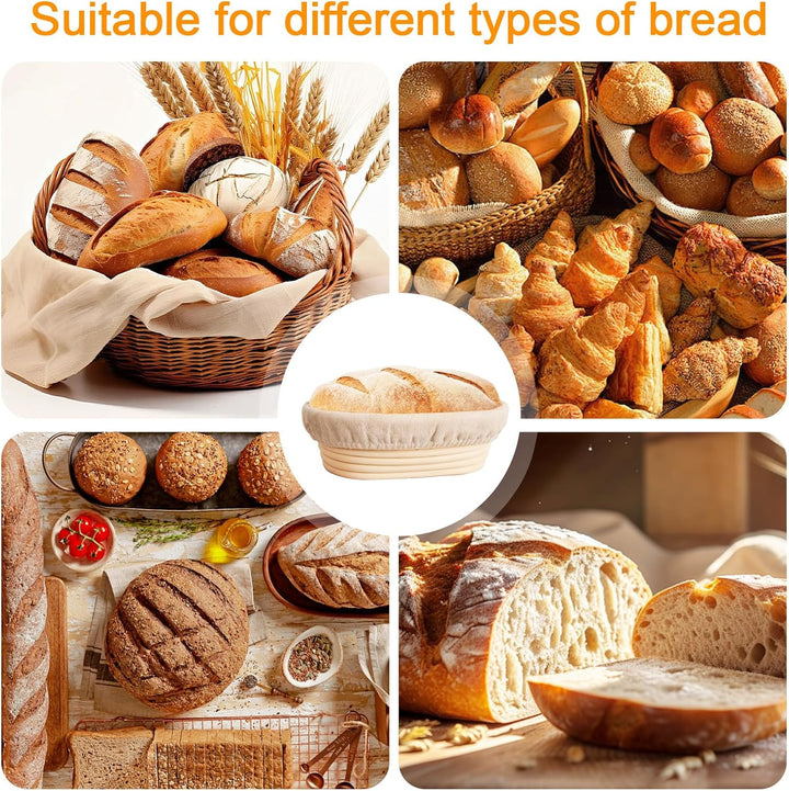 Gärkörbchen Oval aus 6 Stück, Mini Brot Backen mit Gärkörbchen Set, 6 Zoll Kleine Banneton Körbe, Zu