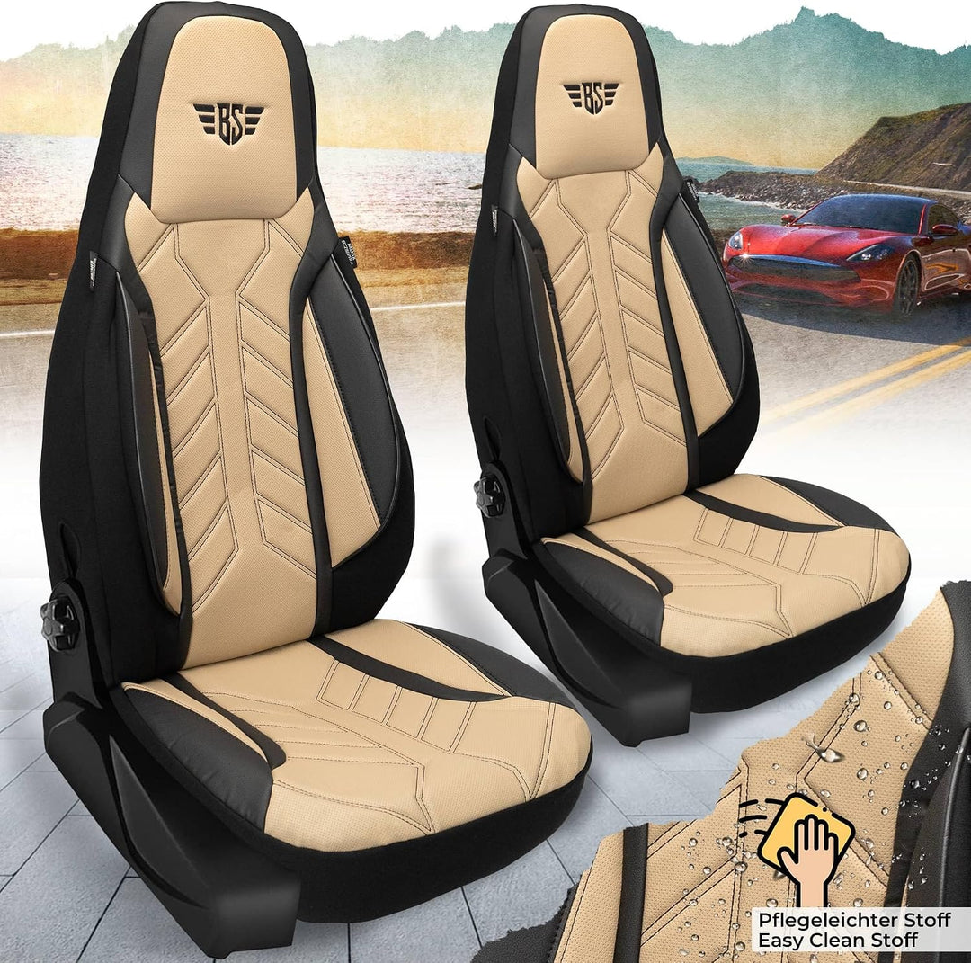 BREMER SITZBEZÜGE Mass Sitzbezüge Schonbezüge für Ford Fiesta MK 8 DPL507 DPL507 - Schwarz/Beige Fie