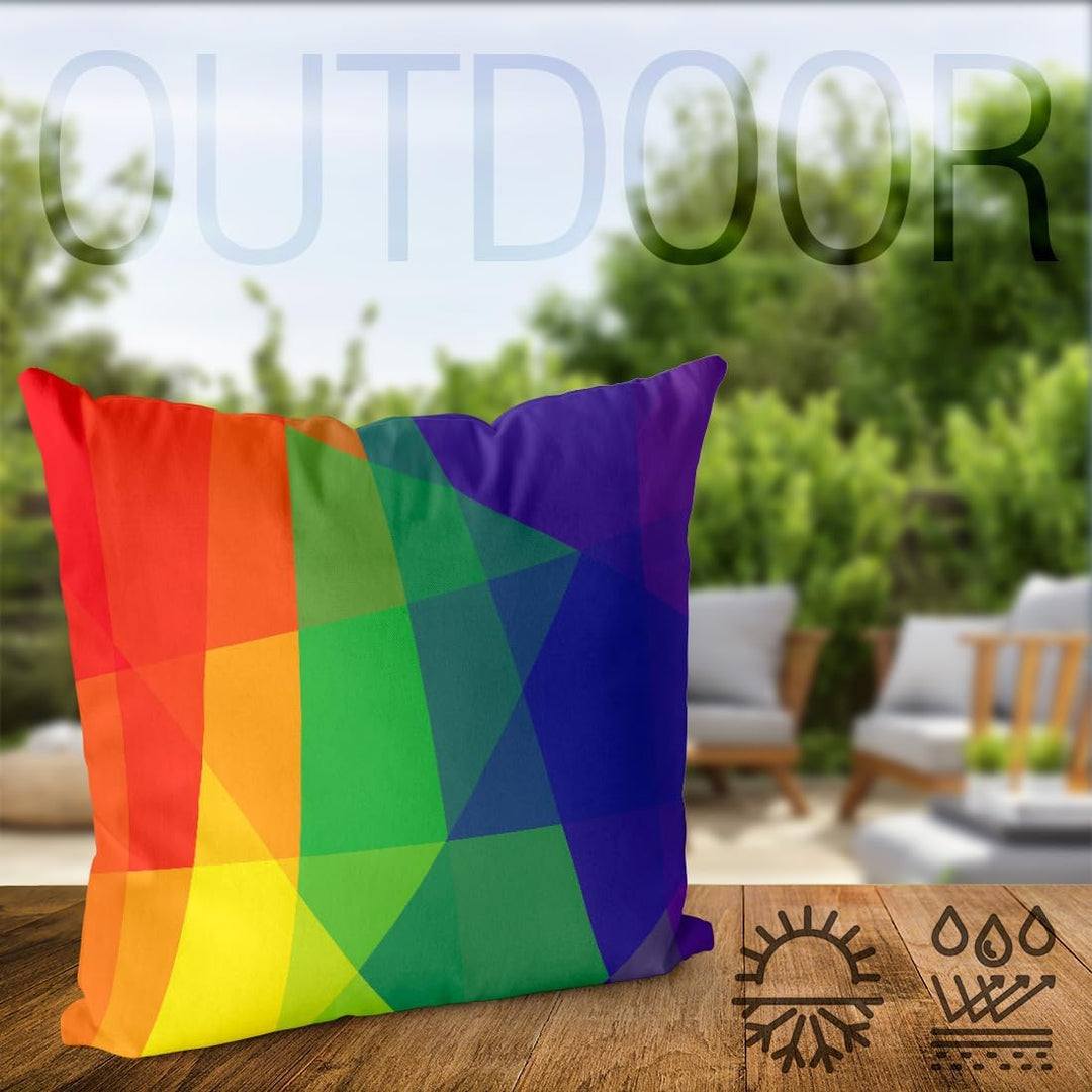 VOID Regenbogenfarben Muster Kissenbezug Kissenhülle Polyester wasserfest Outdoor Indoor, Kissen Grö