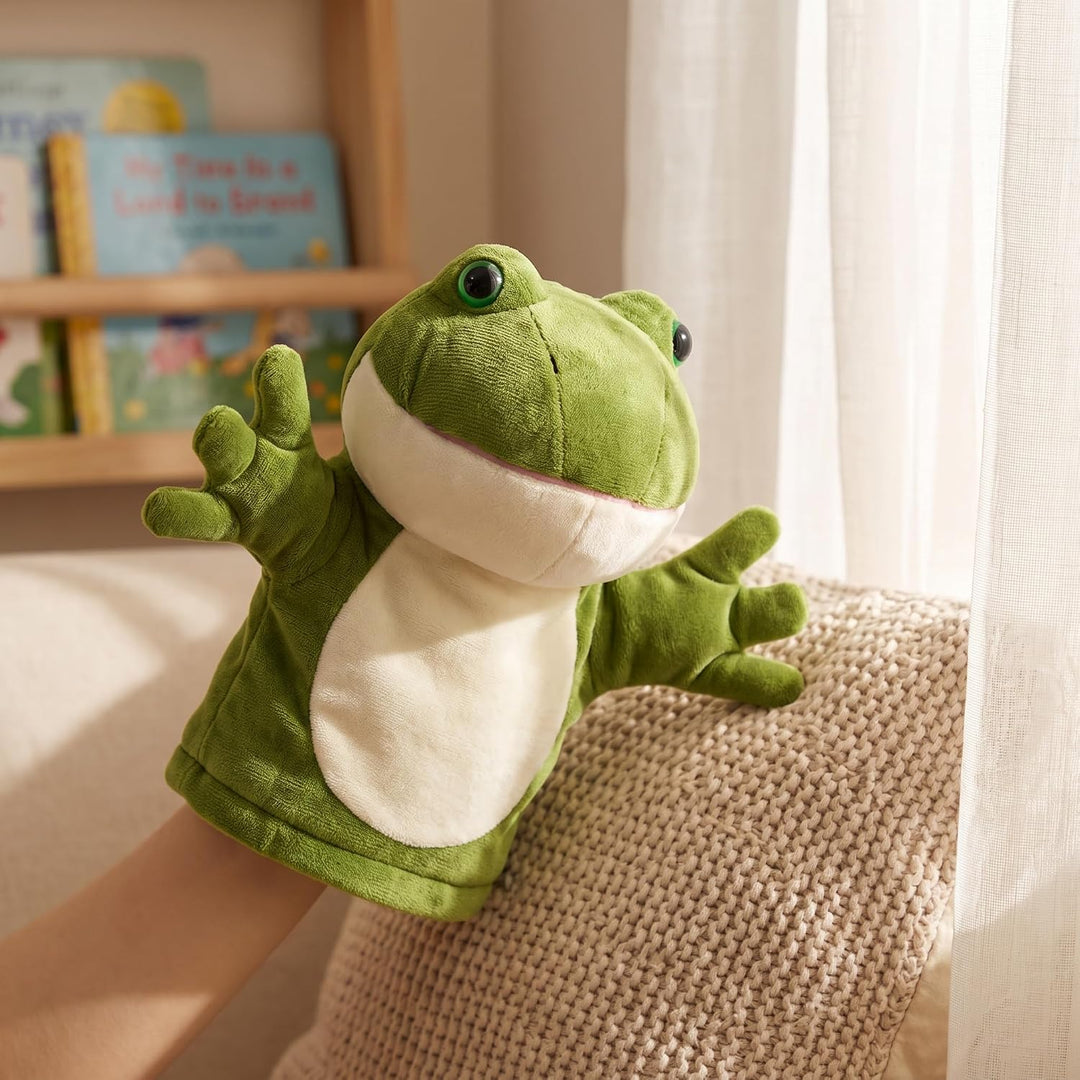 lilizzhoumax Frosch Kuscheltier, Simuliertes Tier Frosch Handpuppe aus Plüsch, Kawaii Niedliches Rol