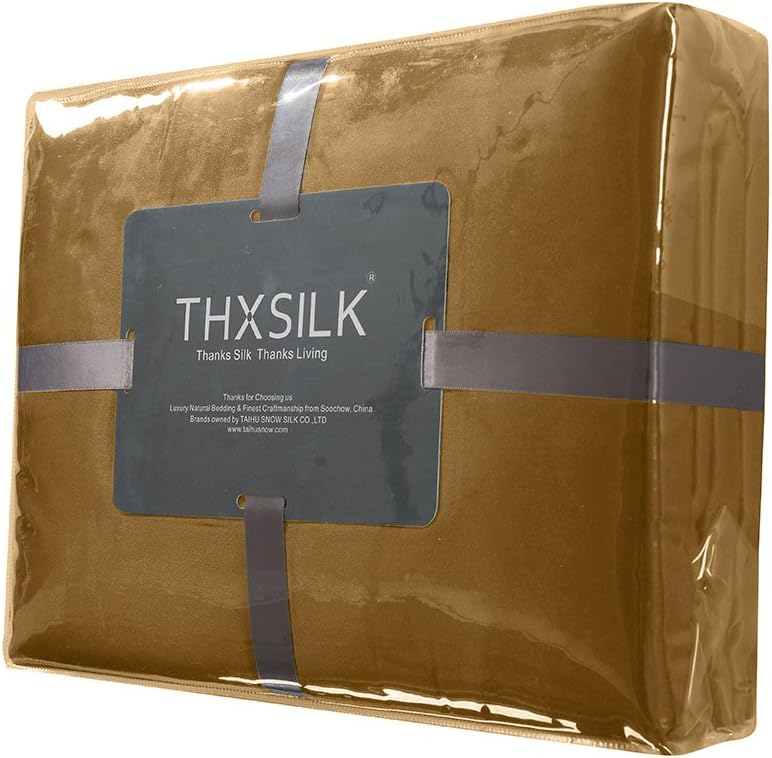 THXSILK Spannbettlaken Seide Bettlaken 100x200, Gold Seiden Bettlaken, 100% Reine 19 Momme Maulbeers