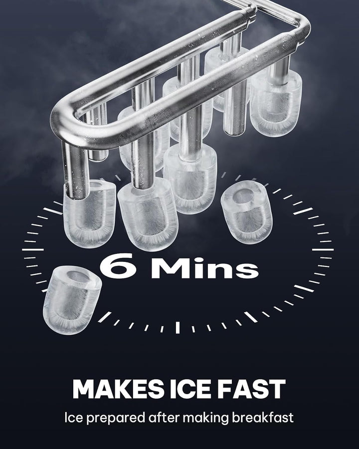 Silonn Eiswürfelmaschine mit Griff-Eiswürfelkorb – Tragbar &amp; Selbstreinigend, Mini Ice Maker 9 Eiswü