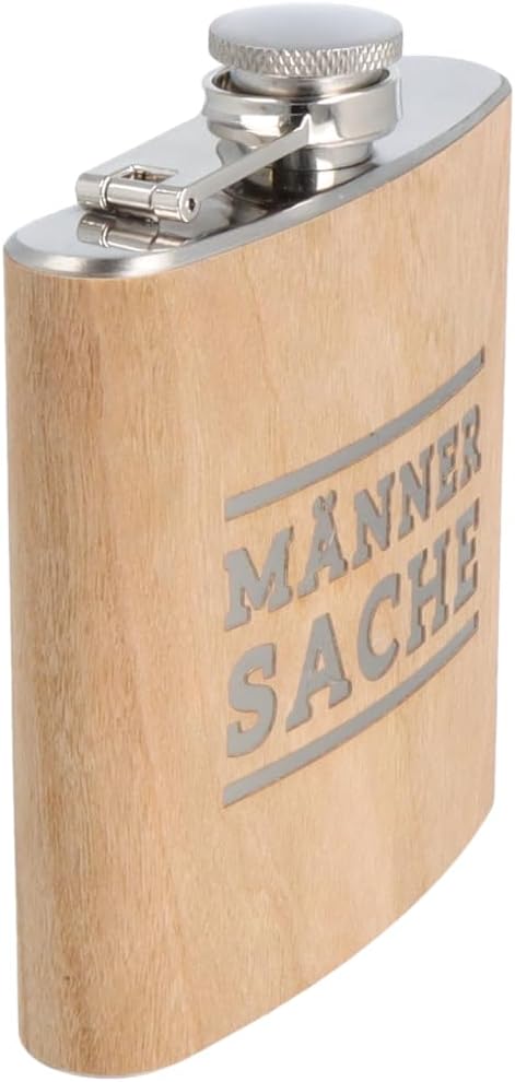 Spruchreif | Flachmann aus Edelstahl mit Gravur | Flachmann aus Holz | Männergeschenke | Outdoorgesc