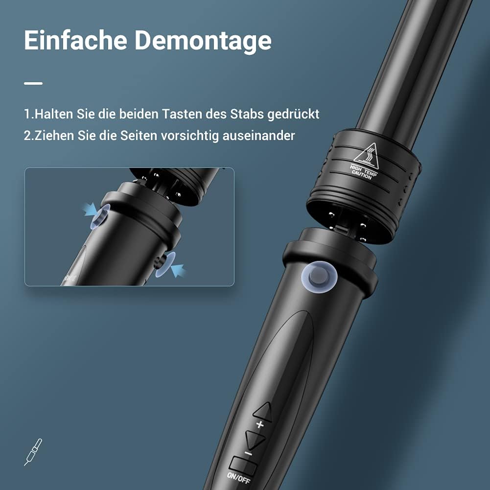 ELEHOT-Store Lockenstab 5 in 1 LCD Keramikbeschichtung Austauschbare Aufsätzen Curling iron mit Hand