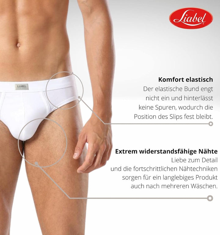 Liabel ® 6 Classic Herren Slip aus Baumwolle Unterwäsche ohne Etiketten, Cotton Stretch Essential M