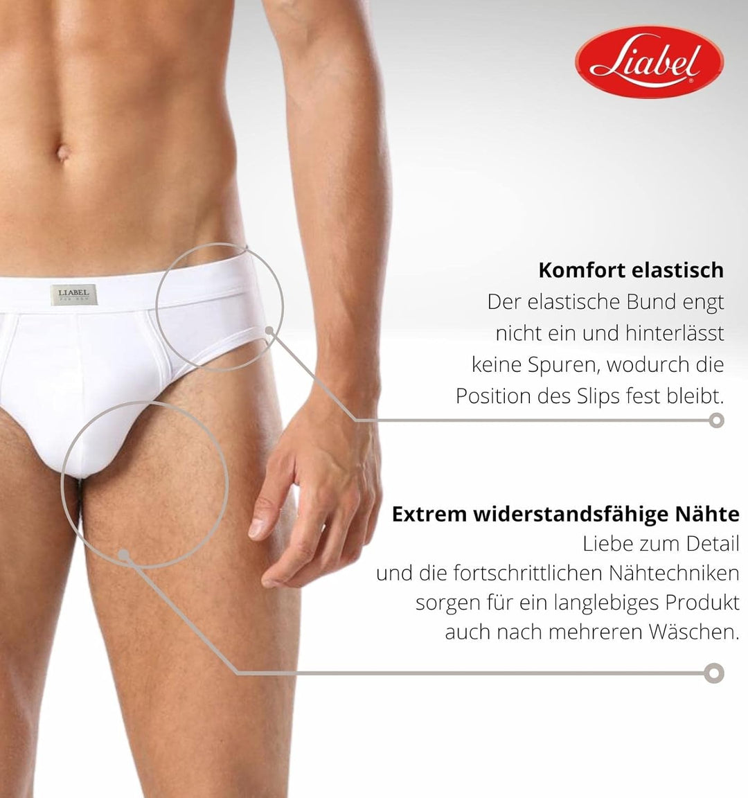Liabel ® 6 Classic Herren Slip aus Baumwolle Unterwäsche ohne Etiketten, Cotton Stretch Essential L