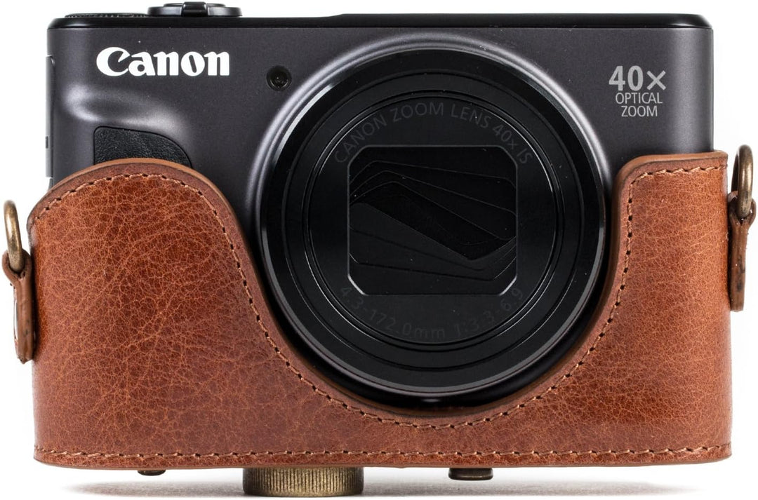 MegaGear MG1177 Canon PowerShot SX740 HS, SX730 HS Ever Ready Echtleder Kameratasche mit Trageriemen