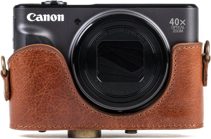 MegaGear MG1177 Canon PowerShot SX740 HS, SX730 HS Ever Ready Echtleder Kameratasche mit Trageriemen