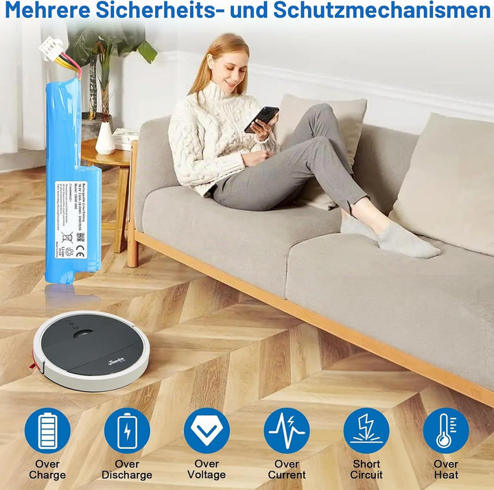 MXJFYY 10,8 V 2600 mAh 28,08 Wh Li-Ionen-Staubsauger-Ersatzakku, kompatibel mit Vileda VR 102, VR On