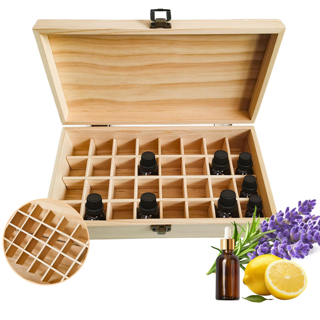 RoseFlower 32 Löcher Ätherisches Öl Aufbewahrungsbox Duftöle Display Ständer Behälter, Essential Oil