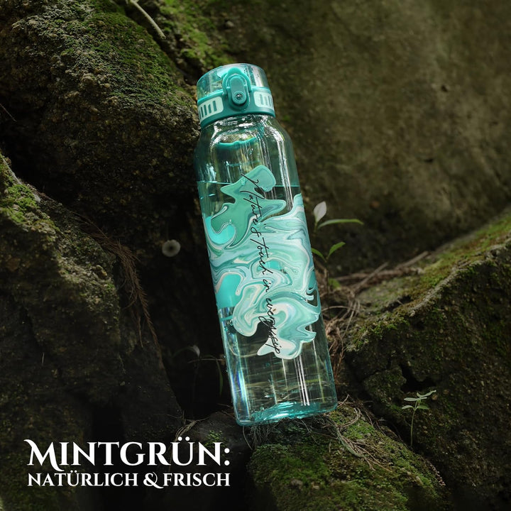 UZSPACE Trinkflasche Sport 1L, Tritan Bpa-Frei Trinkflasche Auslaufsicher mit Einhandbedienung, Kohl