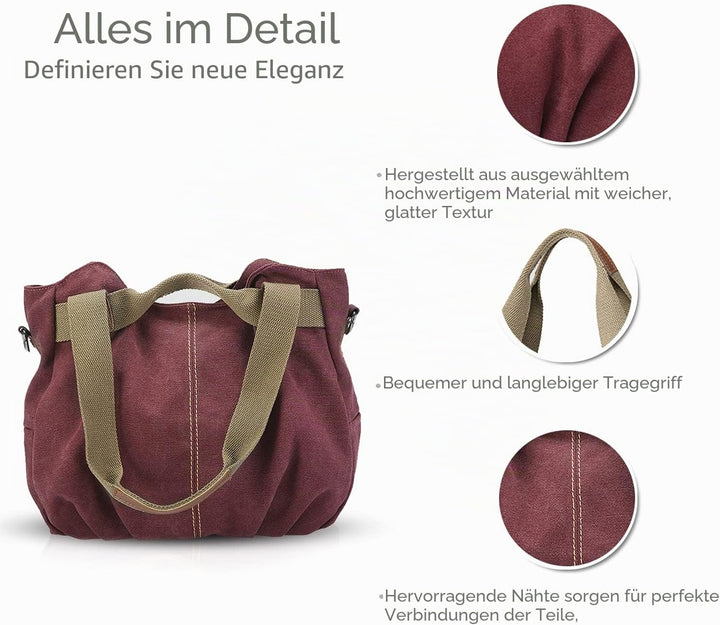 NICOLE &amp; DORIS Canvas Tasche Damen Tragetaschen für Damen Schultertaschen Umhängetasche Leinwand Han