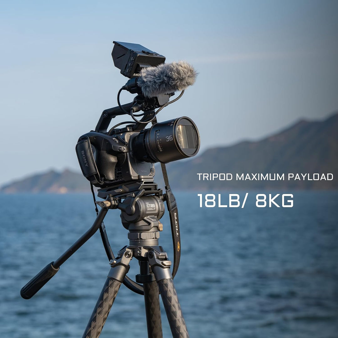 Tilta Video Kamera Stativ mit 75mm Bowl Cine Fluid Kopf mit 3-stufigen Carbonfaser-Stativbeinen Max.