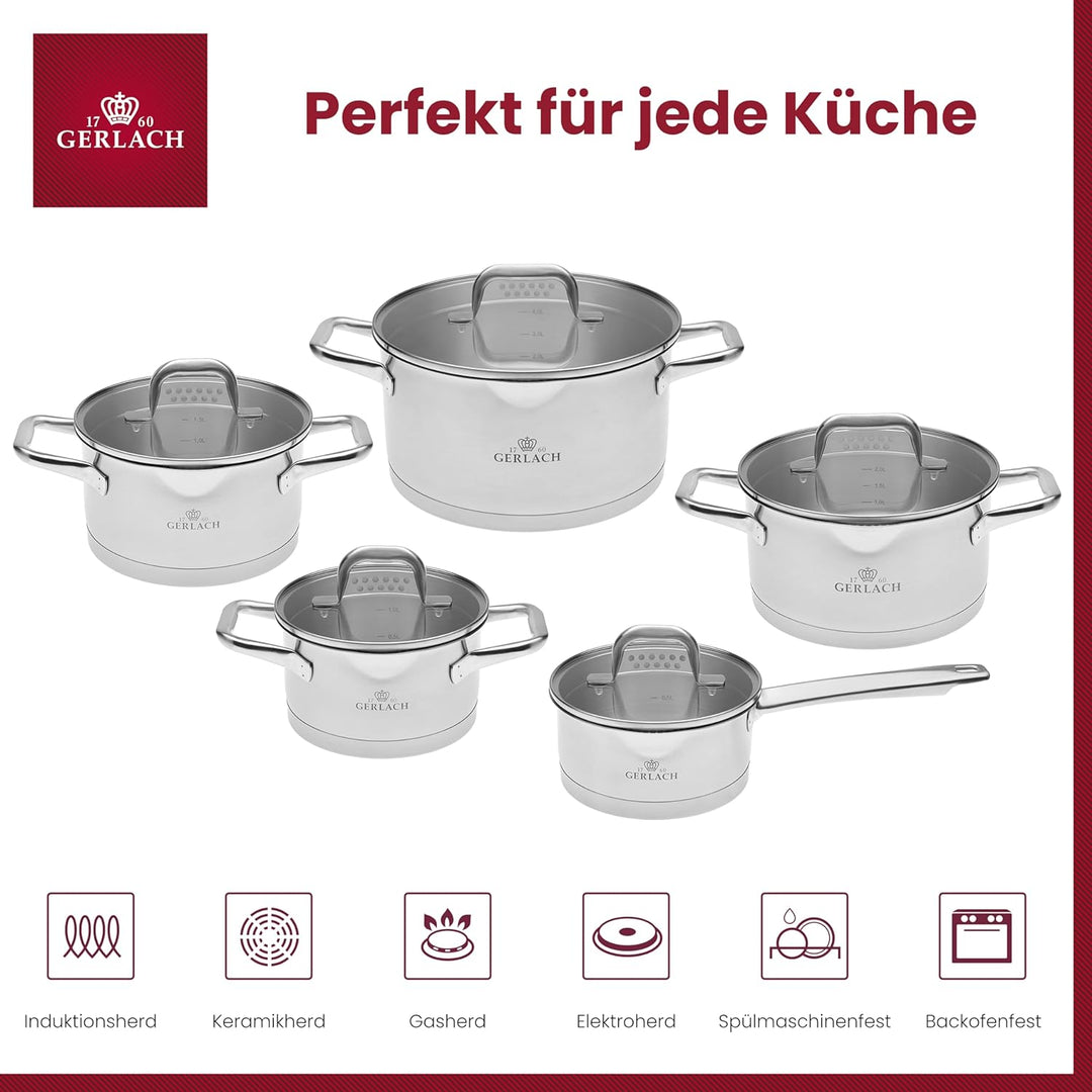 Gerlach Model Topf-Set Edelstahl Kochtopf-Set Induktion Induktionstöpfe-Set Töpfe-Set Induktionsgeei
