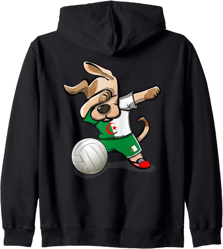 Tupfender Hund Algerien Volleyball - Algerische Flagge Sport Kapuzenjacke