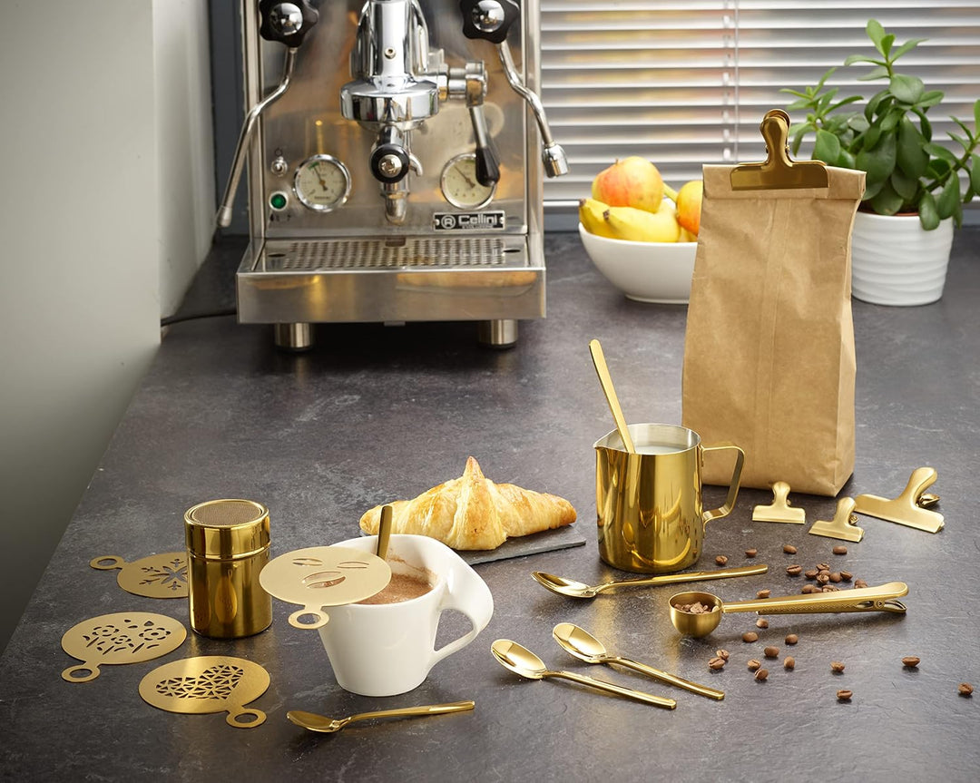 ECHTWERK Kaffeezubehör-Set, 23-tlg, 600 ml, 4x Espresso-, 4x Cappuccino-, 4x Latte 4x Kaffeeclips, 4