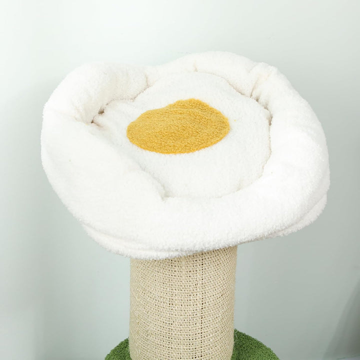 PawHut Kratzbaum mit Blumen mit 3 Ebenen, Höhe 92 cm, Kratztonne für Katzen mit extra Dicker Stange,