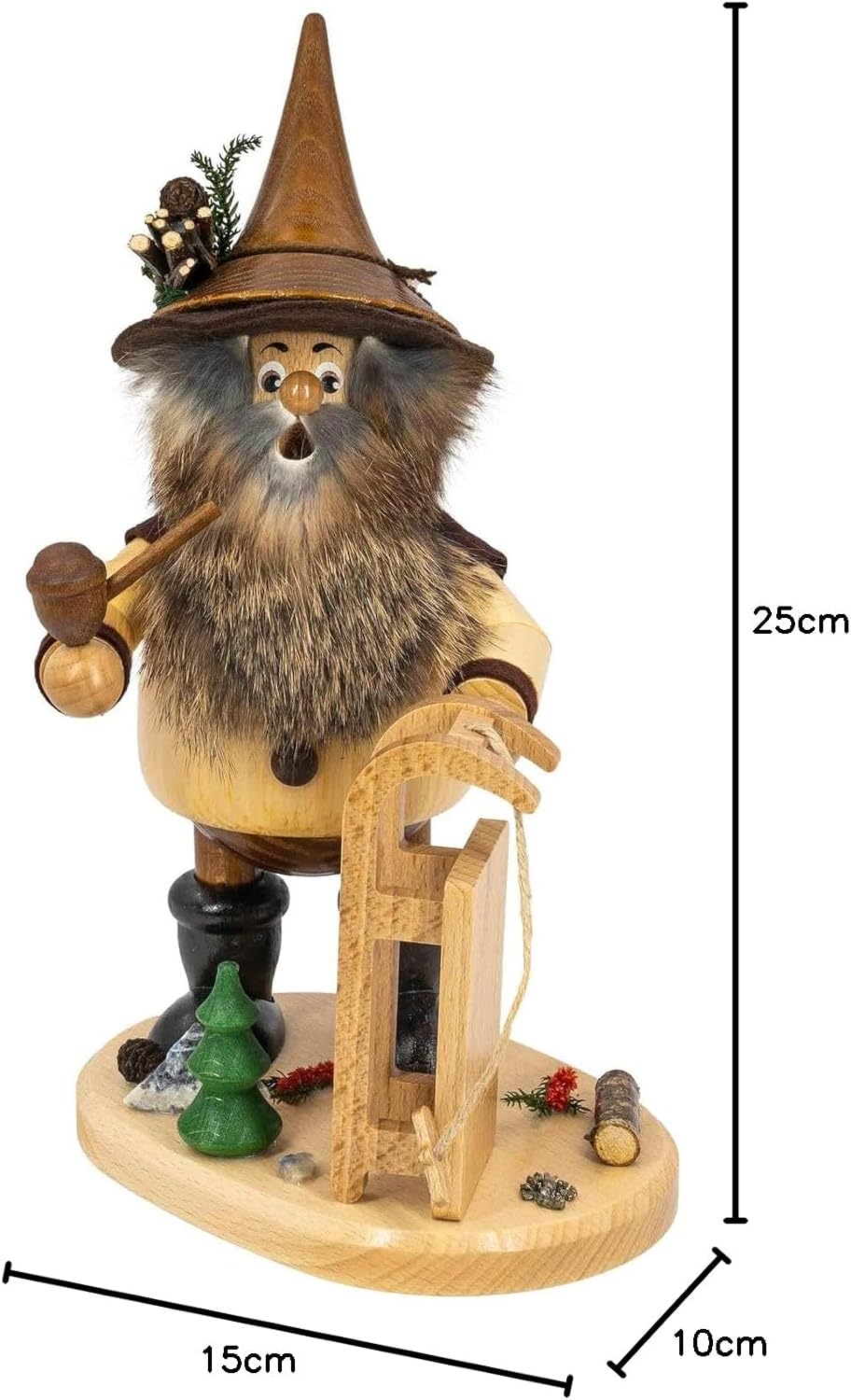 DWU | Erzgebirgisches Räuchermännchen Räuchermann | Weihnachtsdekoration Handwerkskunst | Waldwichte