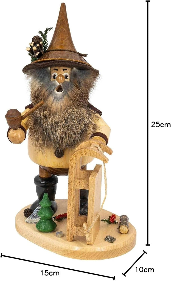 DWU | Erzgebirgisches Räuchermännchen Räuchermann | Weihnachtsdekoration Handwerkskunst | Waldwichte