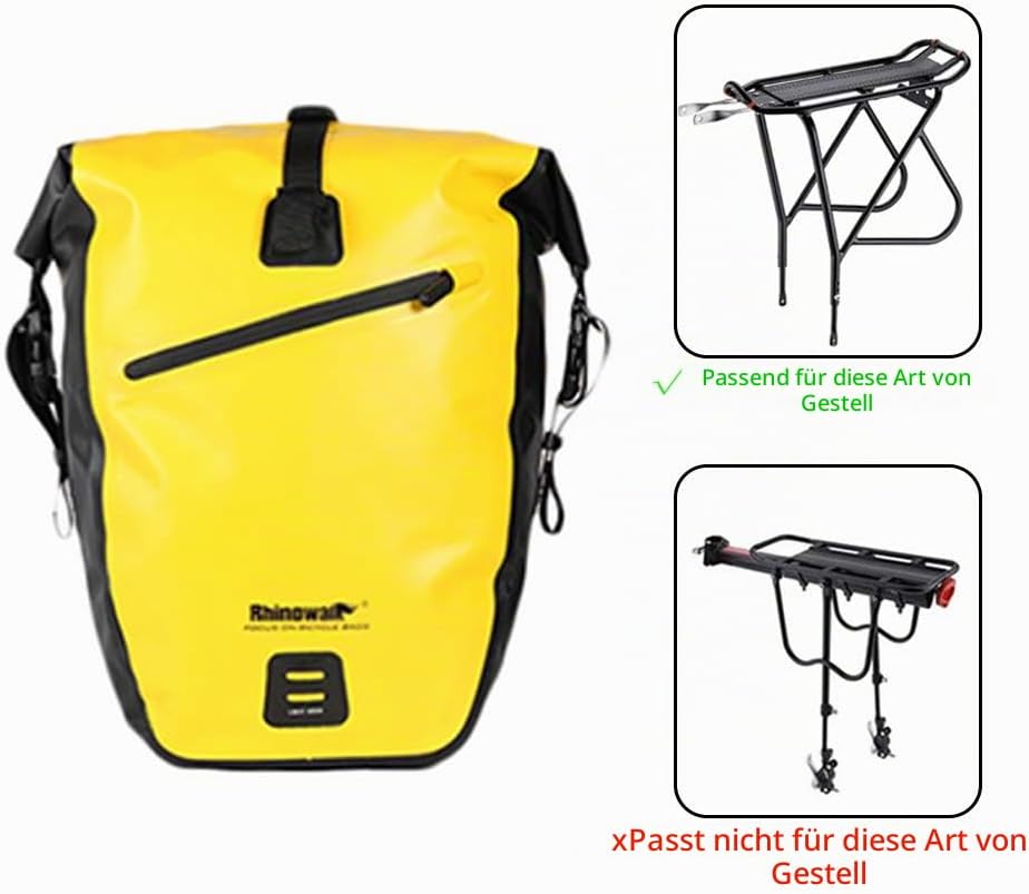 Rhinowalk 25L Fahrradtasche Wasserdicht Gepäckträgertasche Fahrrad Laptop Gepäckträger Seitentaschen