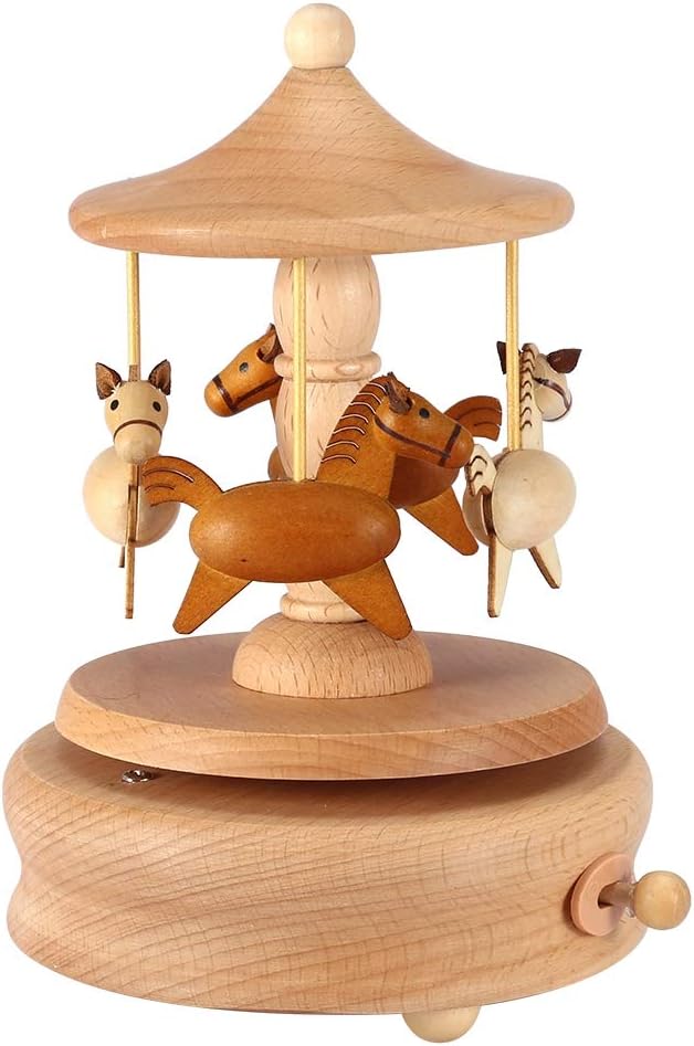 Karussell Windup Spieluhr, Holz Musik Spielzeug Karussell Geschenk Weihnachten Spieluhr Pferdekaruss