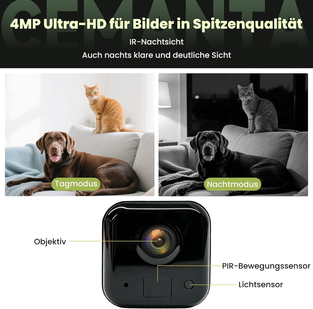 4MP Kleine Überwachungskamera für den Innenbereich Mini Kamera Überwachungskamera Innen mit 3000mAh