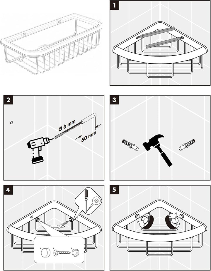 Dusch-Caddie aus Messing Badezimmer Dusche Caddy Badezimmer Dusche Lagerregal Regal Organizer Korb W