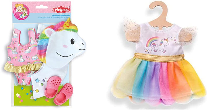 Heless 66 - Schwimmset für Puppen, Einhorn Henri, Grösse 35-45 cm & 2850 - Kleid für Puppen, Einhorn