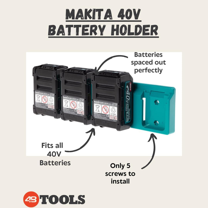 Wandhalterung für 40V Makita Akkus | Akkuhalter | leichte Montage | ideal für Werkstatt oder Van | H