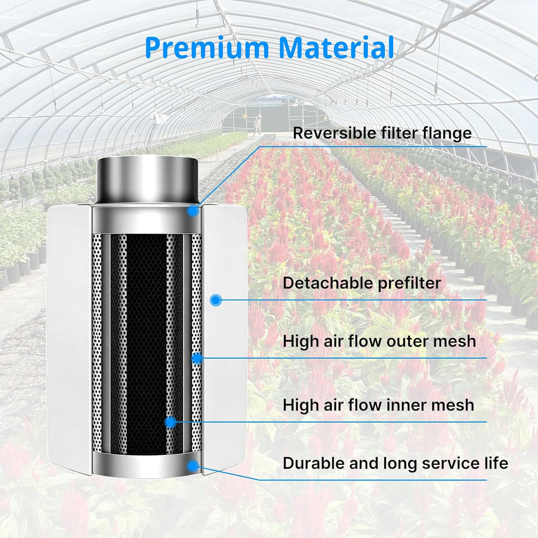 Premium Aktivkohlefilter 100mm für Growzelt &amp; Rohrventilator - Effektive Geruchskontrolle Carbon Fil
