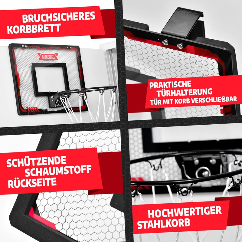 VALENESS® Mini Basketballkorb Indoor [für Tür & Wandmontage] - Kleiner Basketball Korb mit Dunk-Funk