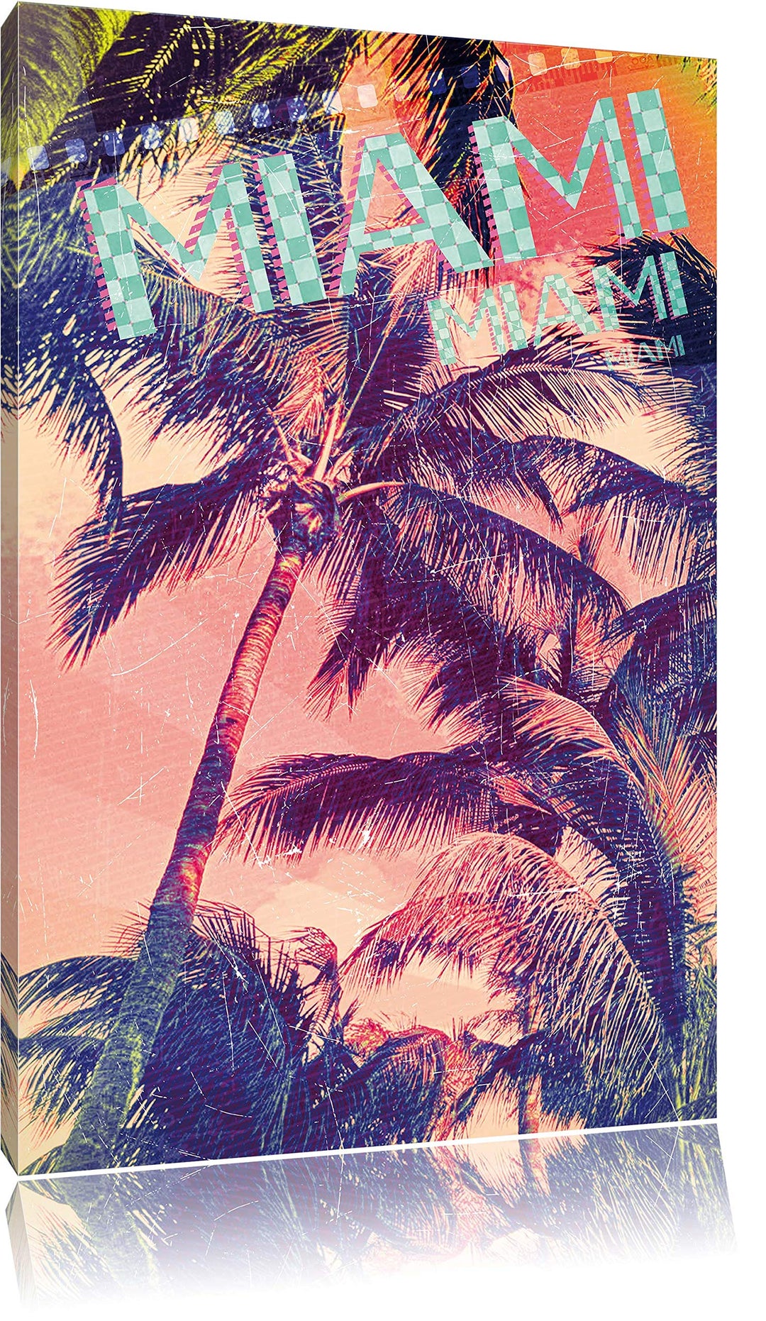 Miami Leinwandbild Bild auf Leinwand, XXL riesige Bilder fertig gerahmt mit Keilrahmen, Kunstdruck a