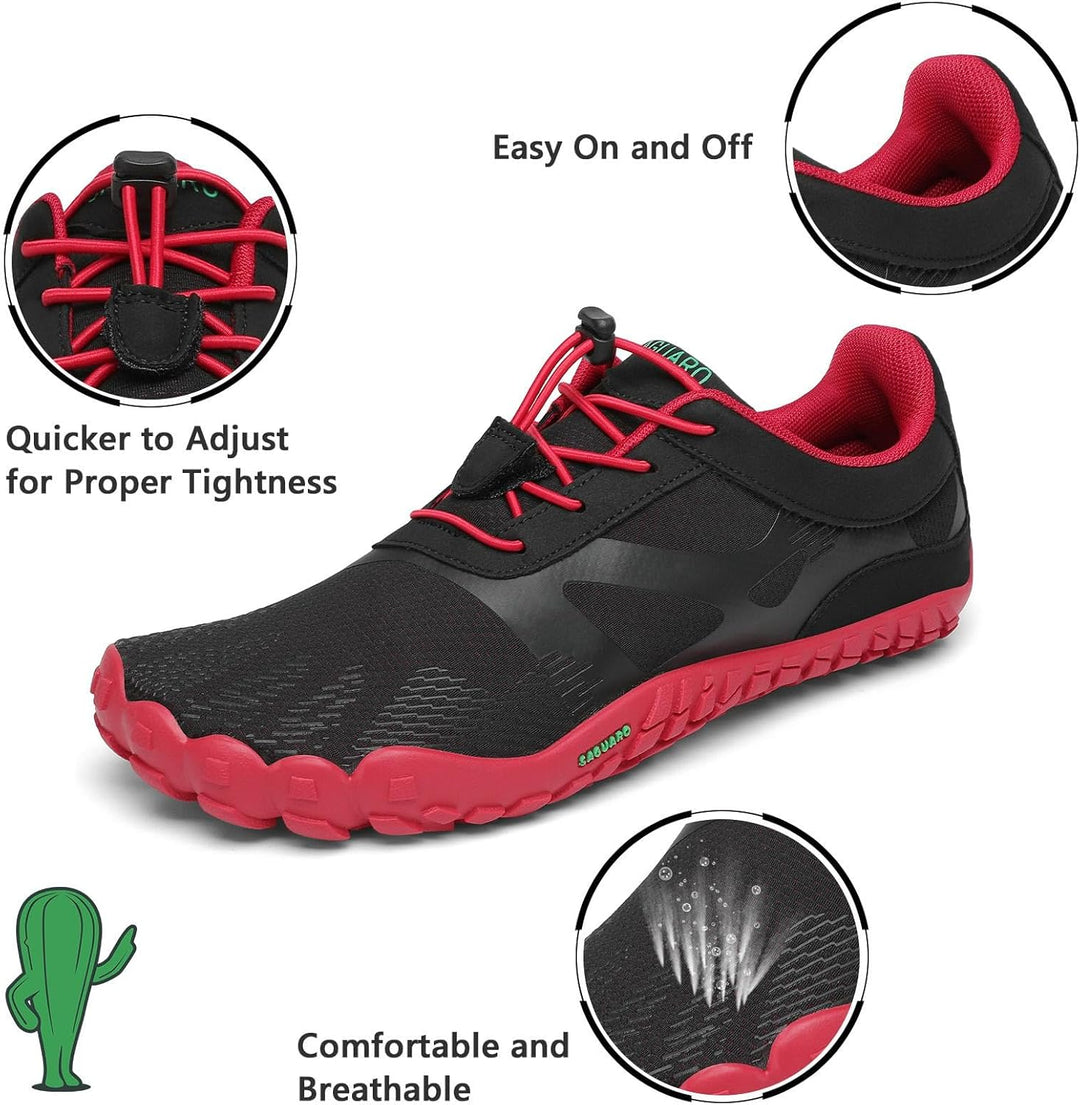 SAGUARO Damen Herren Barfussschuhe Trail Minimalistische Running Fitness Gr. 36-48 39 EU Dunkelrot,