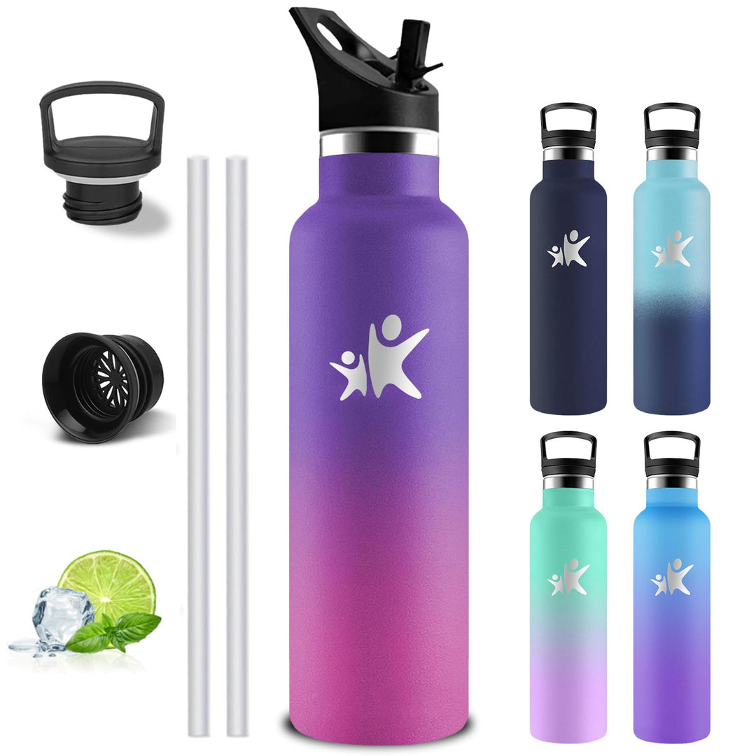 Trinkflasche Edelstahl- 1 liter- Trinkflasche, Wasserflasche mit Strohhalm, Sporttrinkflaschen Ausla