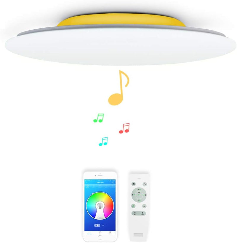 36w Φ40cm Musik Led Deckenleuchte mit Bluetooth Lautsprecher, Deckenlampe Farbwechsel mit Fernbedien