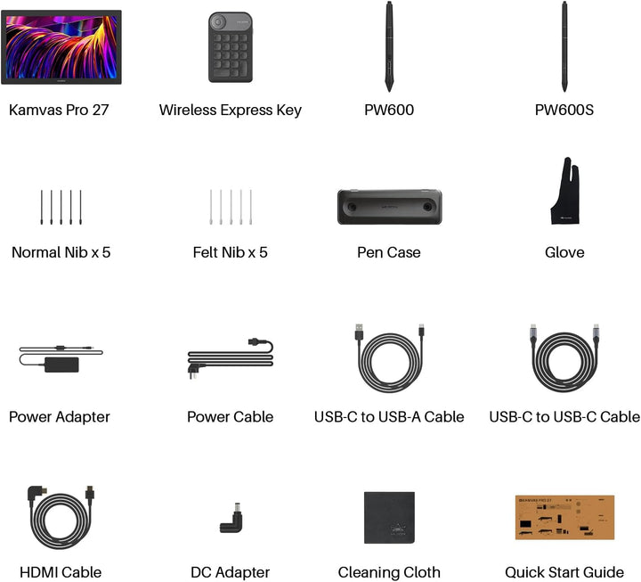 HUION Kamvas Pro 27 4K UHD Gafiktablett mit Display, PenTech 4.0 Batteriefreier Stylus mit 2nd Gen A
