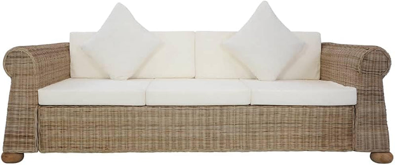 Susany 2-TLG. Sofagarnitur mit Auflagen Rattan-Sofa mit Holzrahmen Couchsofa Loungesofa Sitzsofa Woh