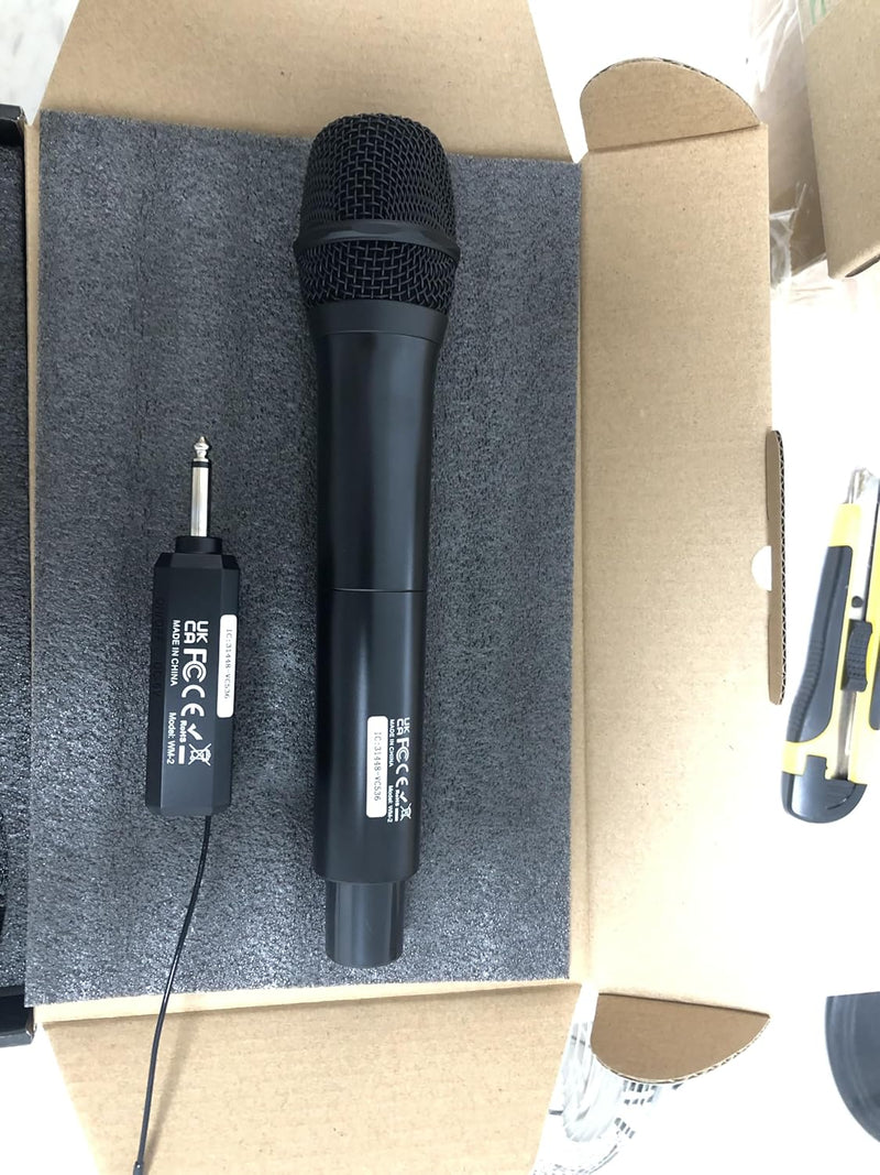 PROZOR Drahtloses Mikrofon UHF Handmikrofon Karaoke Mikrophone mit Wiederaufladbarem Empfänger Kabel