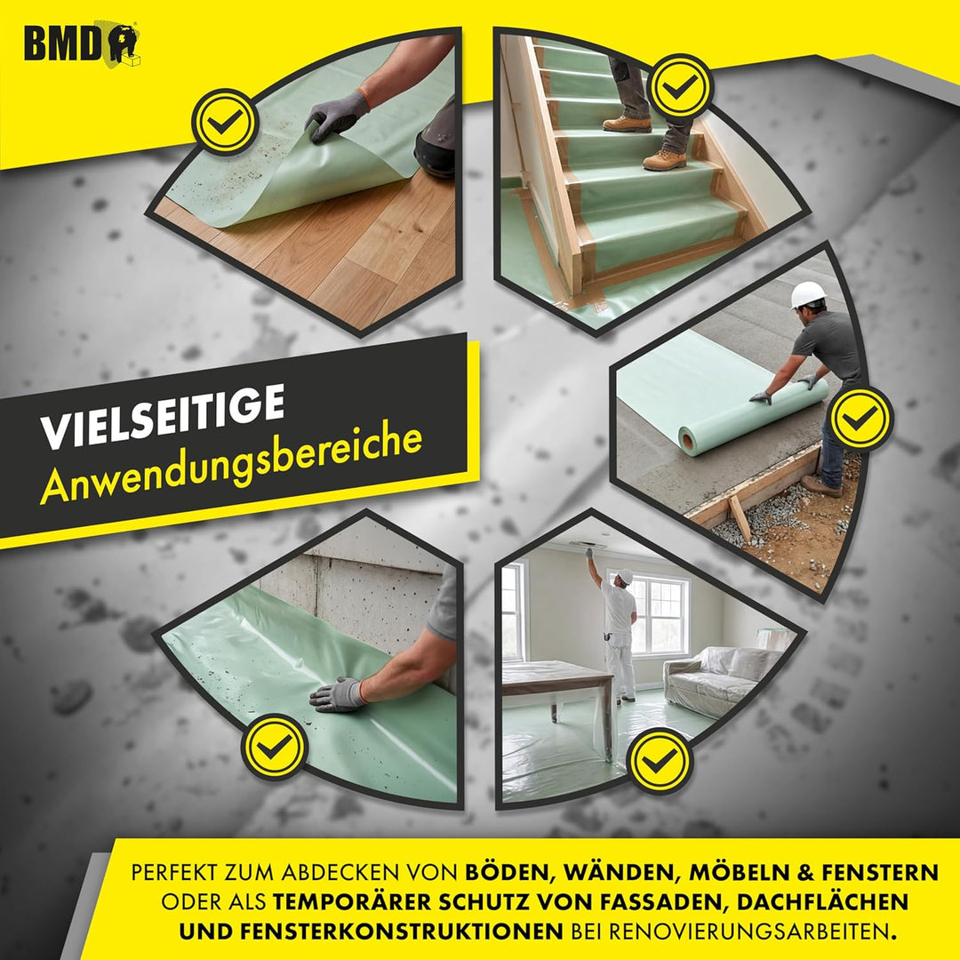 BMD Baufolie Typ 100 transluzent 4mx50m (200m²) Schutzfolie Bauplane Abdeckfolie Estrichfolie… TYP 1
