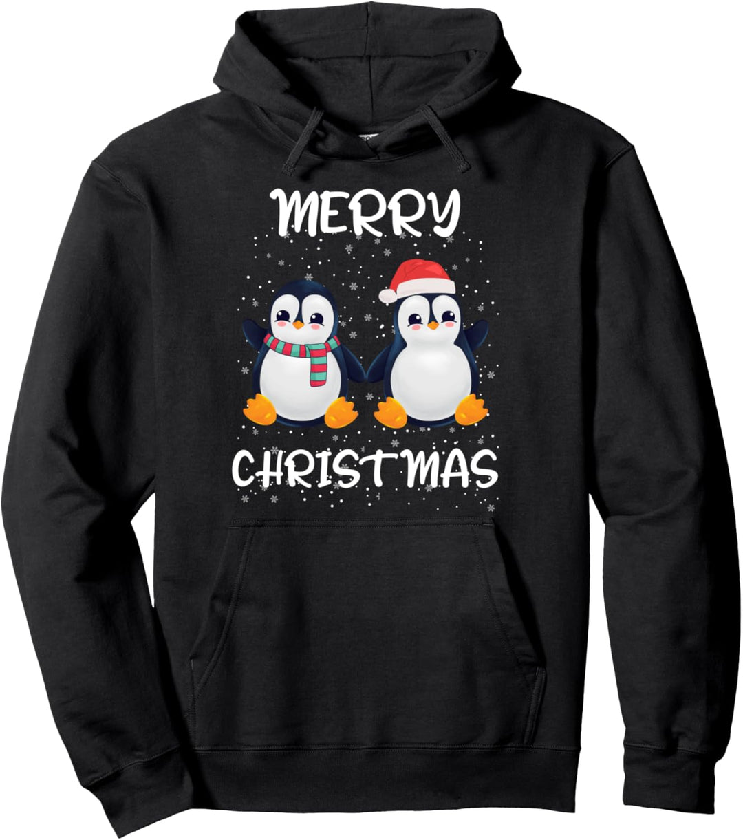 Pinguin Santa Mütze und Schal Merry Christmas Pinguin Pullover Hoodie