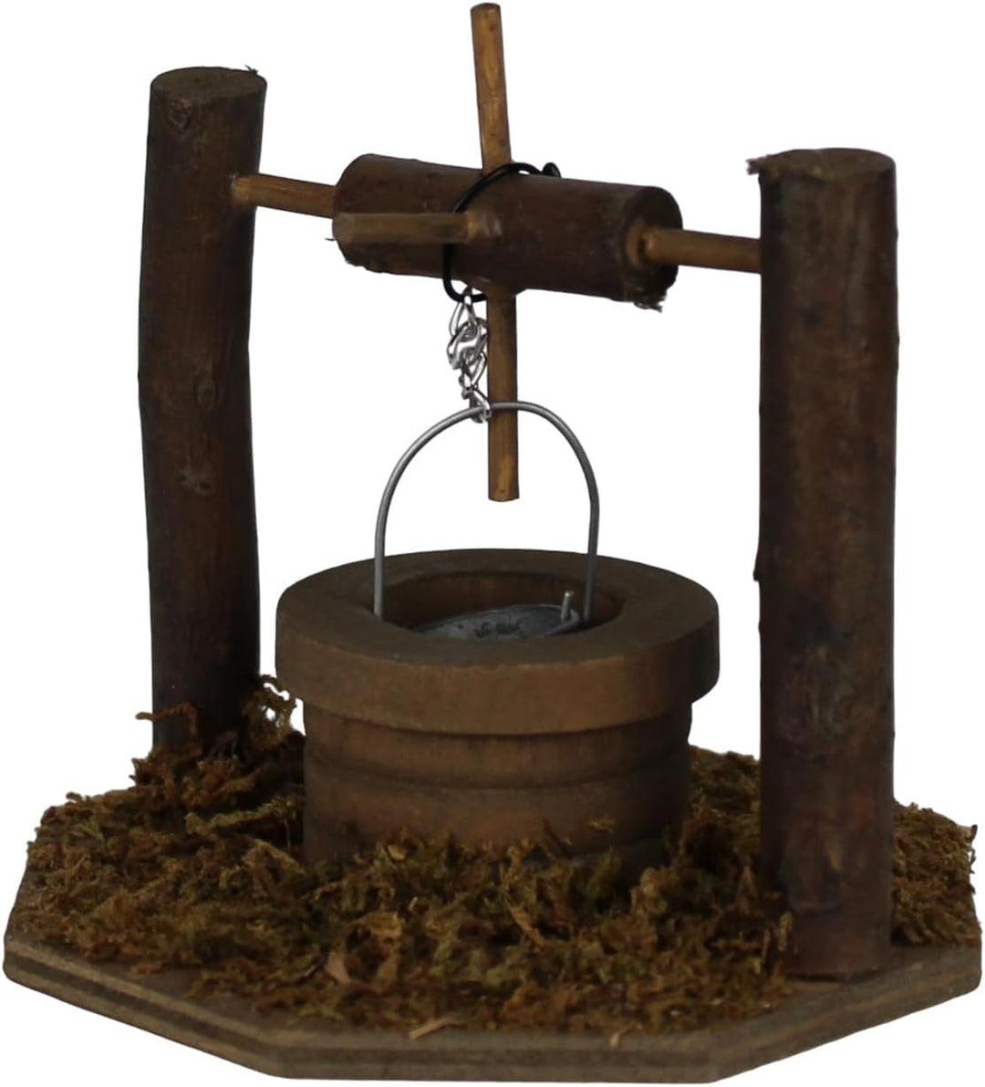 | ZICOM Krippenzubehör Brunnen 9x9x8,5cm Holz, Metall – Handgefertigter Miniatur-Brunnen für Krippen