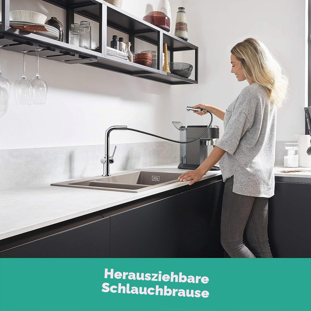 hansgrohe Talis M54 - Küchenarmatur mit Brause ausziehbar, 1 Stahlart, Wasserhahn Küche mit Auslaufh
