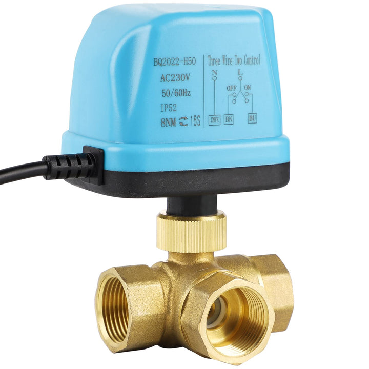 SWAWIS 3 Wege Motorkugelhahn Zonenventil Kugelventil DN25 G1 Zoll AC 230V Motorventil Elektrisches V