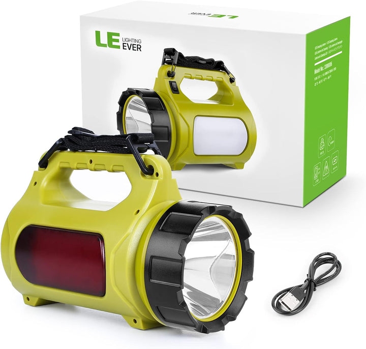 LE LED Handscheinwerfer, Taschenlampe Aufladbar CREE Akku Handlampe & Handstrahler mit Powerbank, 10