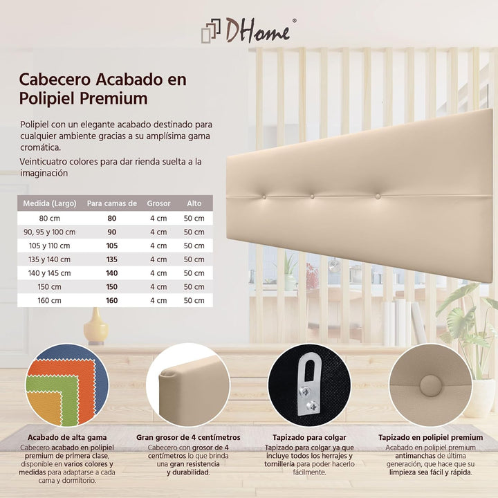 DHOME Kopfteil aus Kunstleder oder Stoff AQUALINE Pro Kopfteil Polsterkopfteil Luxusbett (Kuntsleder