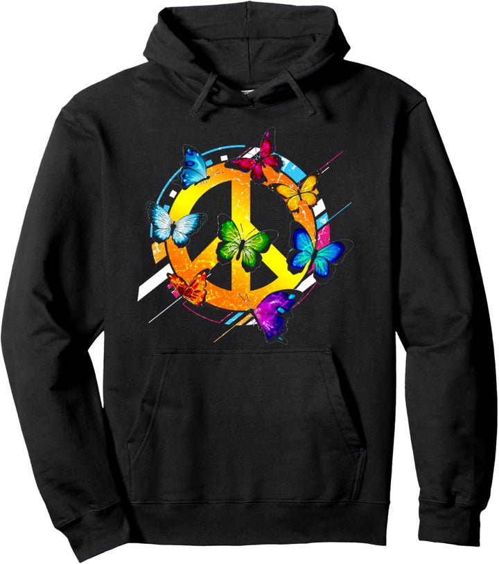 Hippie Schmetterlinge Insekt Hippies Liebe 60s Kostüm Musik Pullover Hoodie