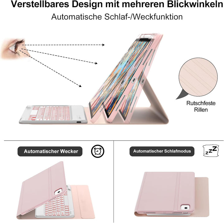 Hülle Beleuchtete Tastatur für Air 13 Zoll (2025/2024) M3/M2, QWERTZ Magnetisch Abnehmbare Keyboard