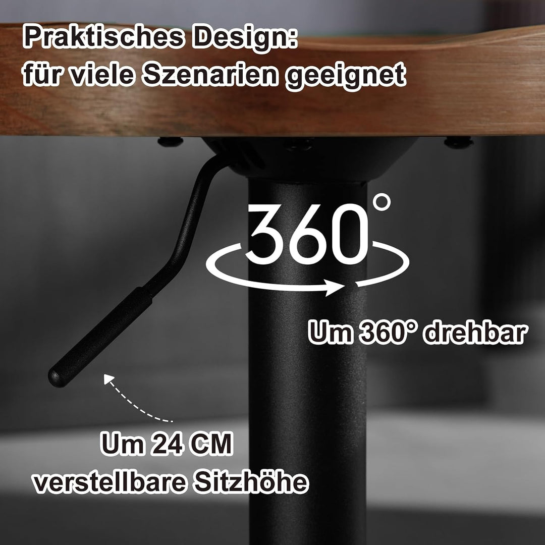 WOLTU Barhocker, Hocker höhenverstellbar, Massivholz, Braun | Barstuhl mit Sattelsitz Fussstütze, Dr