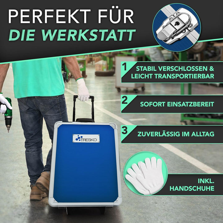 TRESKO Werkzeugkoffer 1400 teilig | Werkzeugkasten gefüllt | Werkzeugkiste Profi | Werkzeugtasche |