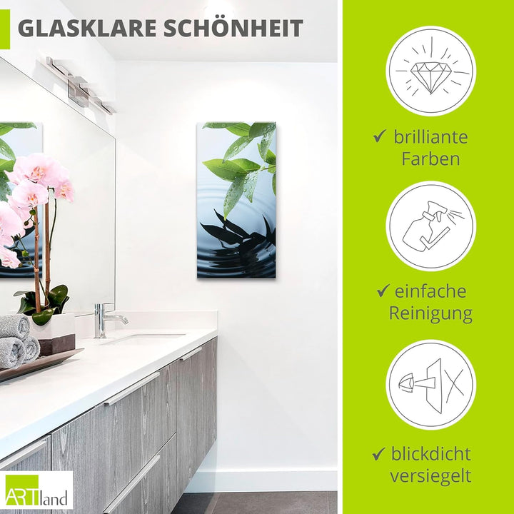 ARTland Glasbilder Wandbild Glas Bild einteilig 30x60 cm Hochformat Natur See Pflanzen Wasser Baum B